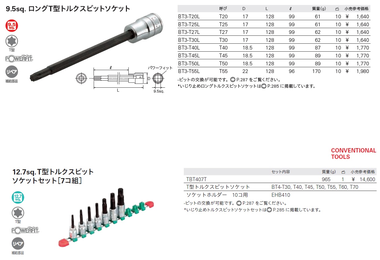 低廉 KTC トルクスビットソケット用交換ビット T型トルクスビット